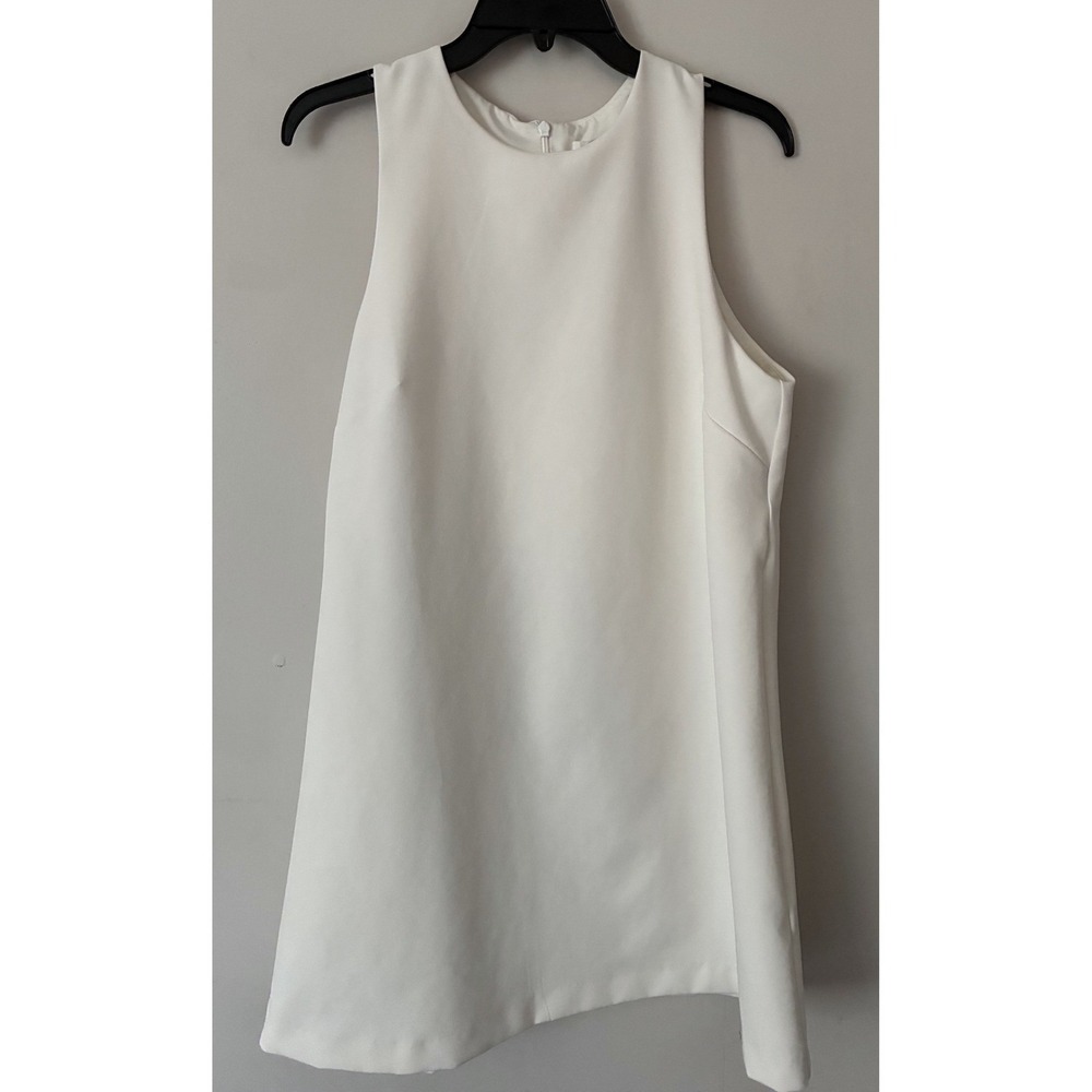 H&M Shift Dress Womens Medium Cream White Sleeveless Stretch Mini Minimalist